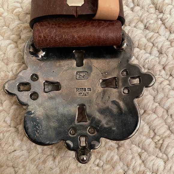 Harold’s Brown Leather Belt with Red Buckle - Picture 6 of 9